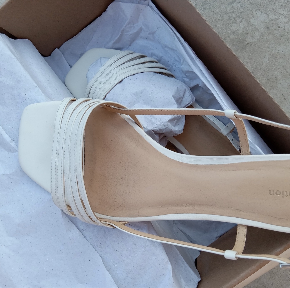 Reformation Millie lattice white sandal